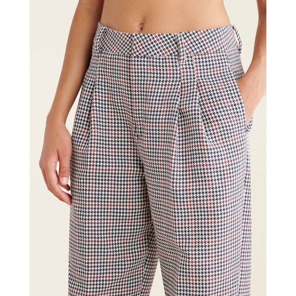 ROOTS Rossland Check Pleat High Waisted Cropped Trousers Pants, Size 4 - Picture 5 of 15